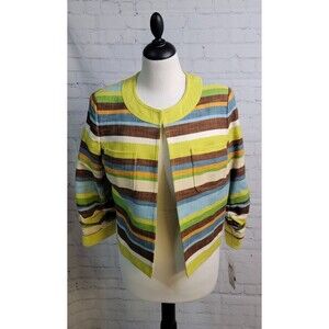 Anthracite Women's Island Breeze Blazer Sz 10 NWT Stripe Old Money Career Preppy